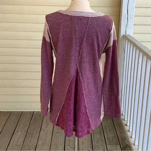 Soft Surroundings Purple Lavender Raw Hem Edge Pullover Top Small Mixed Media - Picture 2 of 8